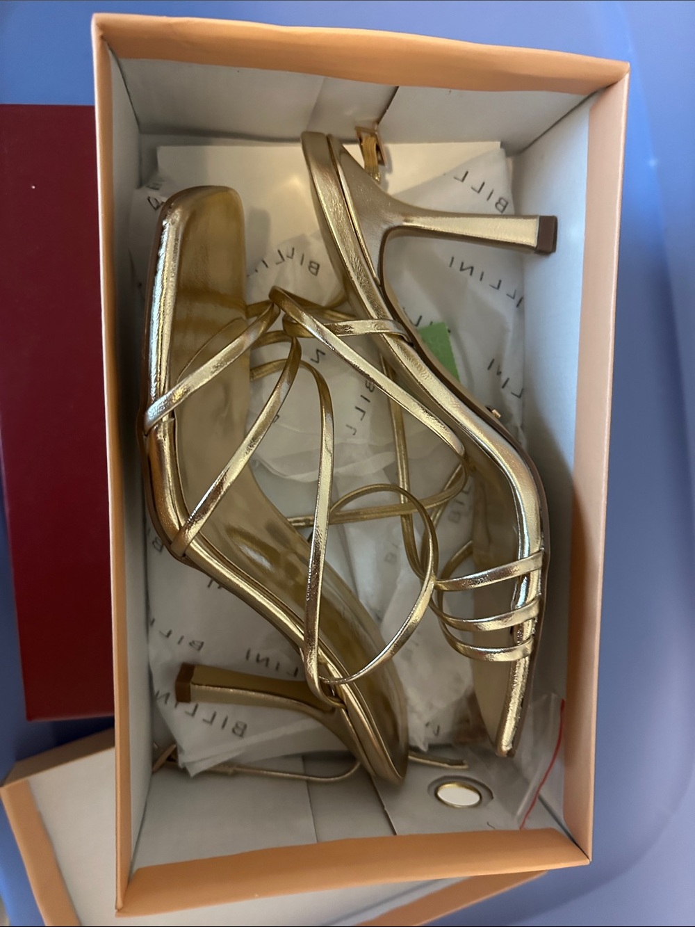 Billini Metallic Gold Strappy High Heel Sandals - Women's